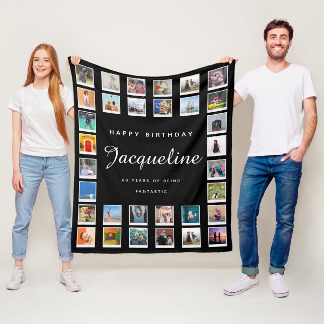 Manta Polar 60.º cumpleaños Collage de fotos de Moda moderna n (In situ)