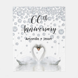 Manta Polar 60° aniversario de diamantes cisnes blancos enamor
