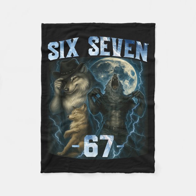 Manta Polar 67 Alpha Wolf Meme Funny Graphic Tee Six Seven Hum (Anverso)