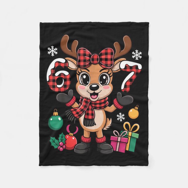 Manta Polar 67 Christmas Outfit Women Meme Reindeer Six Seven  (Anverso)
