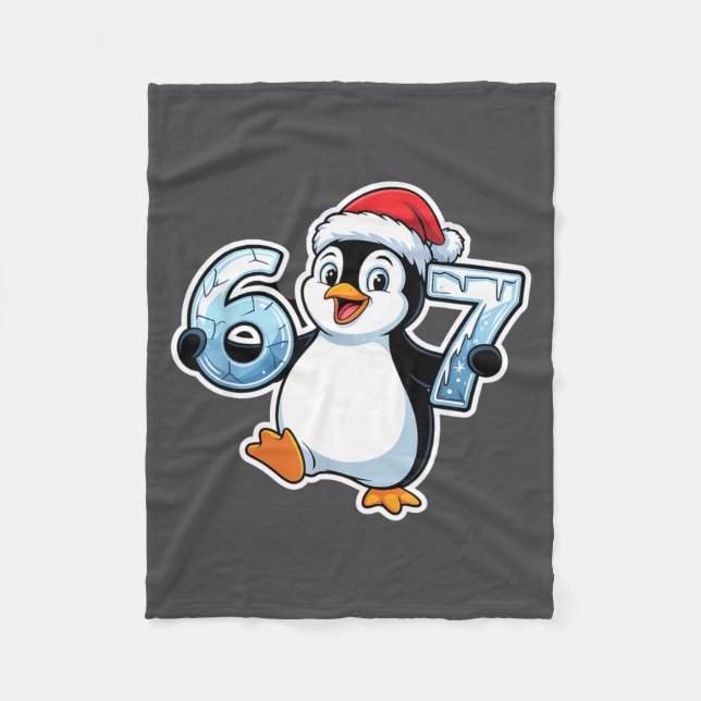 Manta Polar 67 Christmas Penguin Santa Hat Birthday Holiday  (Anverso)