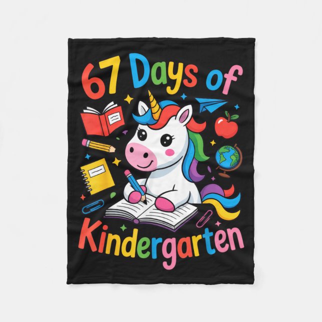 Manta Polar 67 Days Of Kindergarten Cute Unicorn For Teachers  (Anverso)