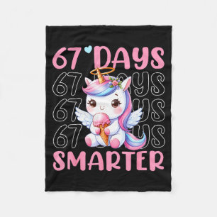 Manta Polar 67 Días Más Inteligente Lindos Unicornios 67º Día