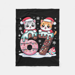Manta Polar 67 Gatos Kawaii Divertidos Meme Navidad Helado Got