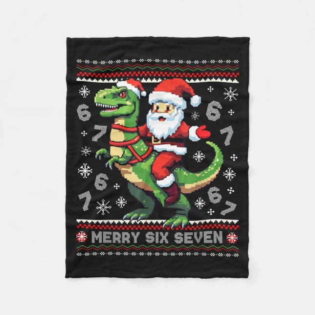 Manta Polar 67 Merry Six Seven Santa T Rex Funny Ugly Christma (Anverso)