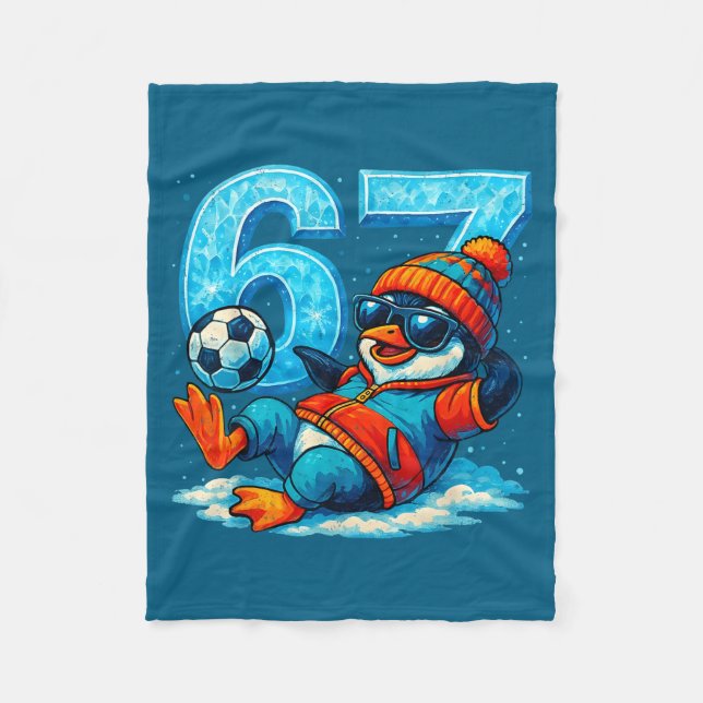 Manta Polar 67 Penguin Soccer Funny Winter Meme Gift  (Anverso)
