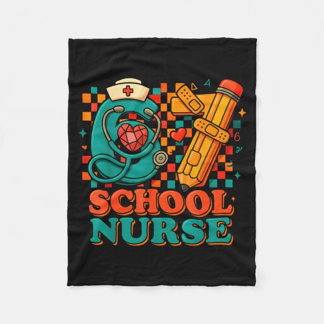 Manta Polar 67 School Nurse Days Pencil Heart Funny Medical  (Anverso)