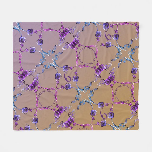 Manta Polar 6.º Aniversario Boda de Rosas Ametistas (Frente (Horizontal))