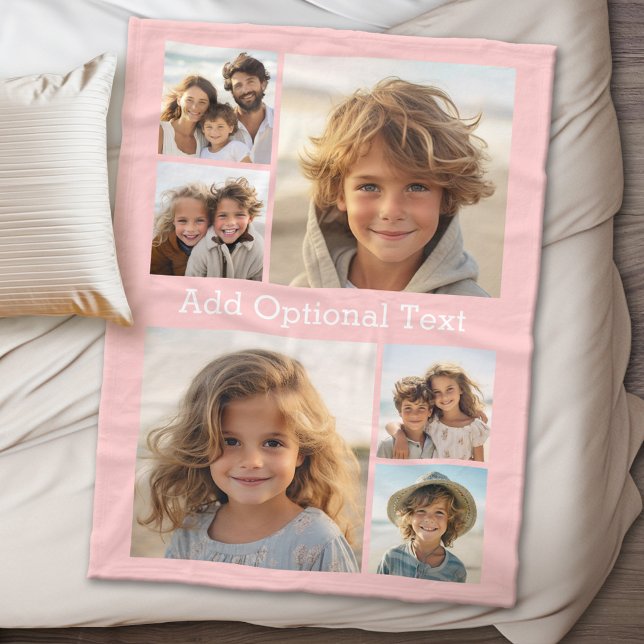 Manta Polar 6 Collage de fotos Texto opcional — Puede editar c (Personalized fleece blanket with 6 photos and custom text)