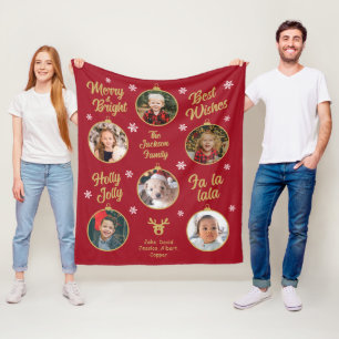 Manta Polar 6 Navidades de la abuela fotográfica y rojo burbuj