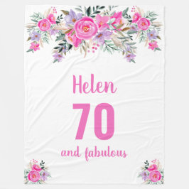 Manta Polar 70.ª frazada rosa de flor floral