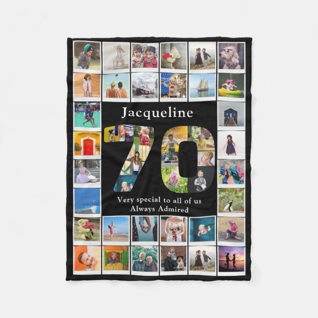 Manta Polar 70.ª plantilla de fotos familiares de cumpleaños (Anverso)