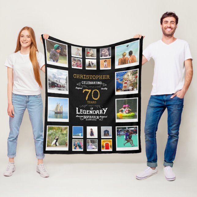 Manta Polar 70.º cumpleaños Black Gold Legendary 20 Foto (In situ)