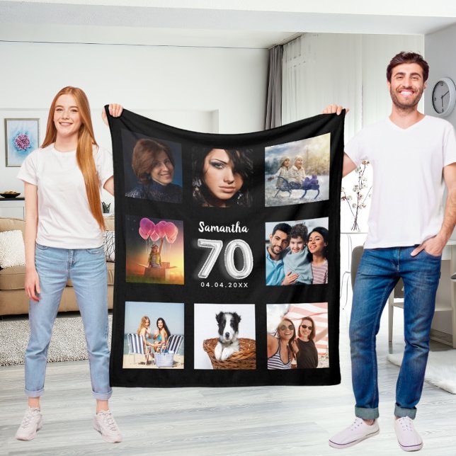 Manta Polar 70.º nombre de collage de fotos en plata negra (Subido por el creador)