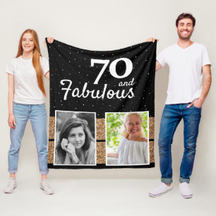 Manta Polar 70 y Fabulous Gold Purpurina 2 Photo 70th Birthday