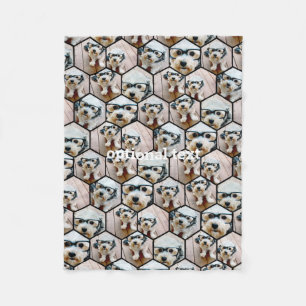 Manta Polar 7 Collage de fotos - negro de patrón hexágono fu