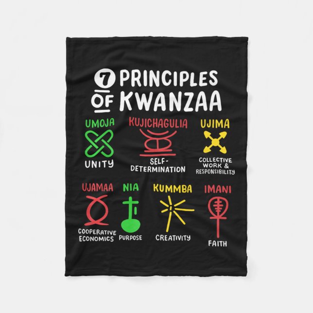 Manta Polar 7 Principios De Kwanzaa Hombres Africanos Negros (Anverso)