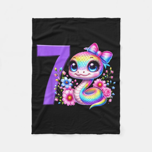 Manta Polar 7th Birthday Girl Snake Party Rainbow Coquette Bow (Anverso)