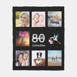 Manta Polar 80.º collage de fotos de cumpleaños negro
