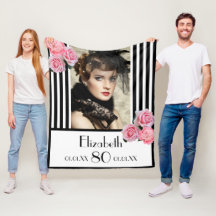 80 años rayas blancas negras foto rosa