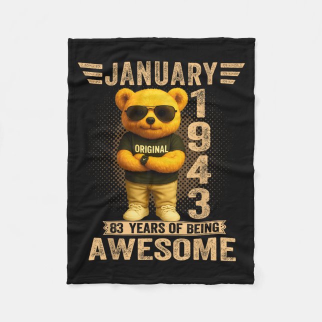 Manta Polar 83 Year Old January 1943 Teddy Bear 83rd Birthday  (Anverso)