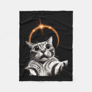 Manta Polar 8 Abril 2024 Gracioso Selfie Cat 2024 Eclipse Tota