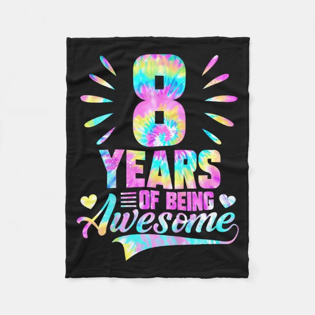 Manta Polar 8th Birthday Tie-dye 8 Year Of Being Awesome  (Anverso)