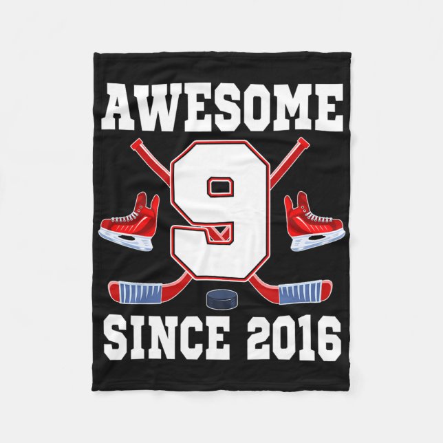 Manta Polar 9 Year Old Birthday Ice Hockey Theme Awesome Since (Anverso)