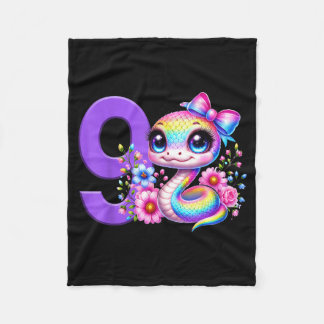 Manta Polar 9th Birthday Girl Snake Party Rainbow Coquette Bow