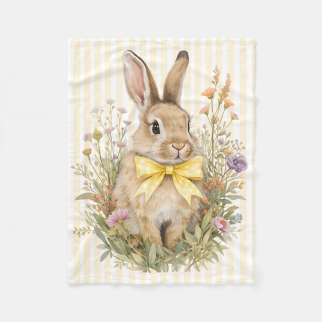 Manta Polar A cute little Floral Bunny Yellow Bow Baby Shower  (Anverso)