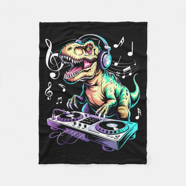 Manta Polar A Cute T-rex Playing Electronic Music Funny Dj Din (Anverso)