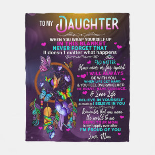 Manta Polar A mi hija Mariposas Regalo, cumpleaños de hija