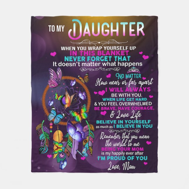 Manta Polar A mi hija Mariposas Regalo, cumpleaños de hija (Anverso)