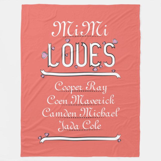 Manta Polar A Mimi Personalizada Le Encantan Sus 4 Abuelas (Anverso)