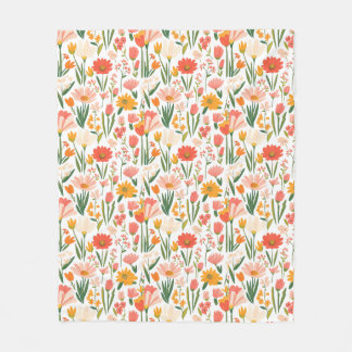 Manta Polar  A seamless pattern of spring flowers 