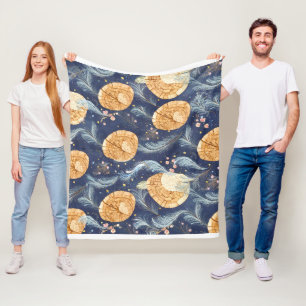 Manta Polar Abanico de grano de madera Boho y botánico de plum