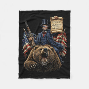 Manta Polar Abe Lincoln montando un oso con la declaración div
