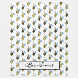 Manta Polar Abeja Cuidada De Acuarela Con Sonrisa Feliz