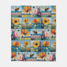 Manta Polar Abejas de primavera y retoques de flores silvestre