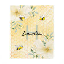 Abejas floral amarilla honeycomb monogramado
