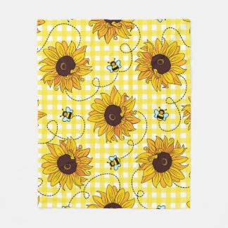 Manta Polar Abejas, girasoles, cuadros, vintage.