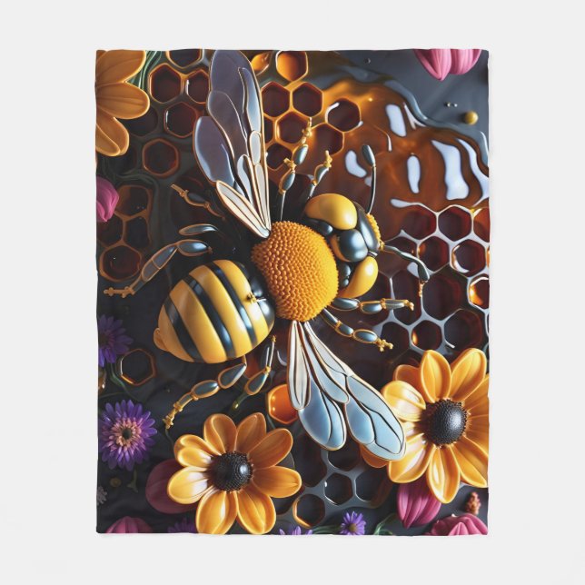 Manta Polar abejas y flores (Anverso)