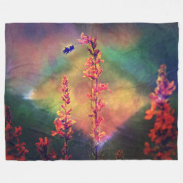 Manta Polar Abejas y flores silvestres tonos terrosos