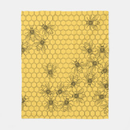 Manta Polar Abejas y panecillos de miel amarillos