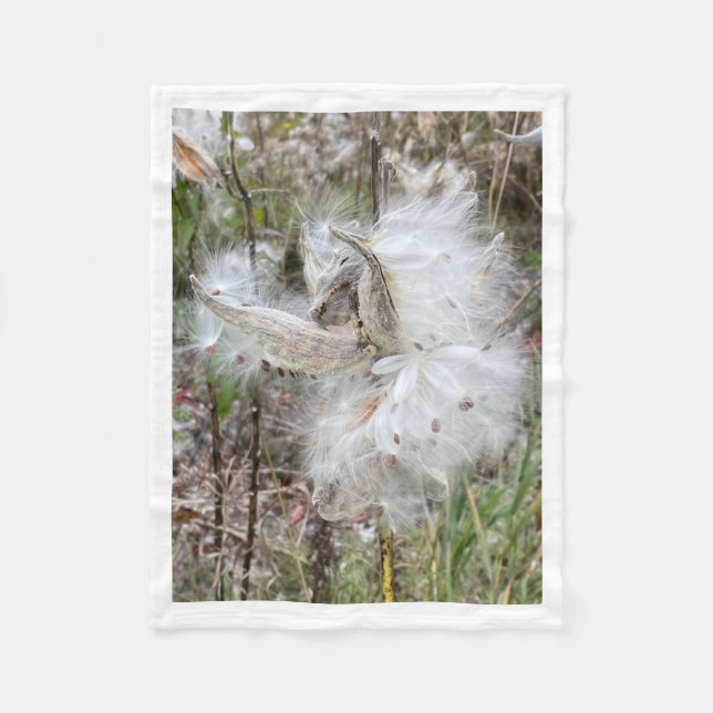 Manta Polar Abrir Pods Milkweed | Semillas con seda | (Anverso)