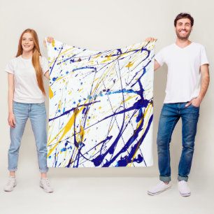 Manta Polar Abstracción de pintura azul y dorada