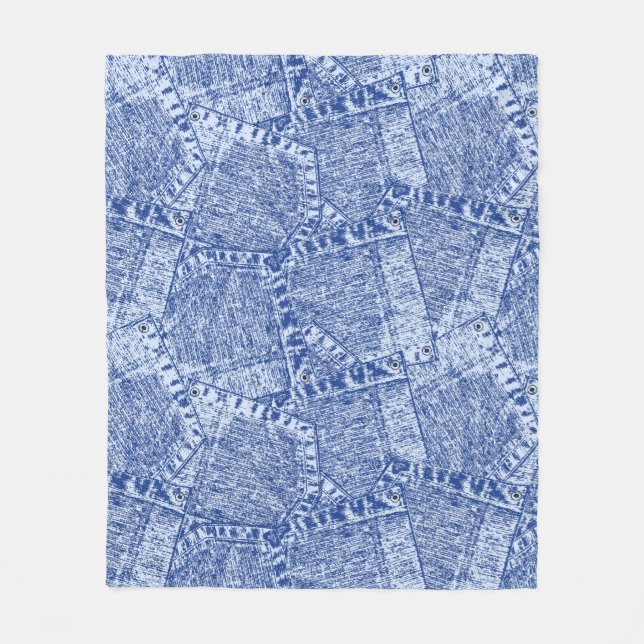 Manta Polar Abstract Denim Pockets Patchwork Seamless Pattern  (Anverso)