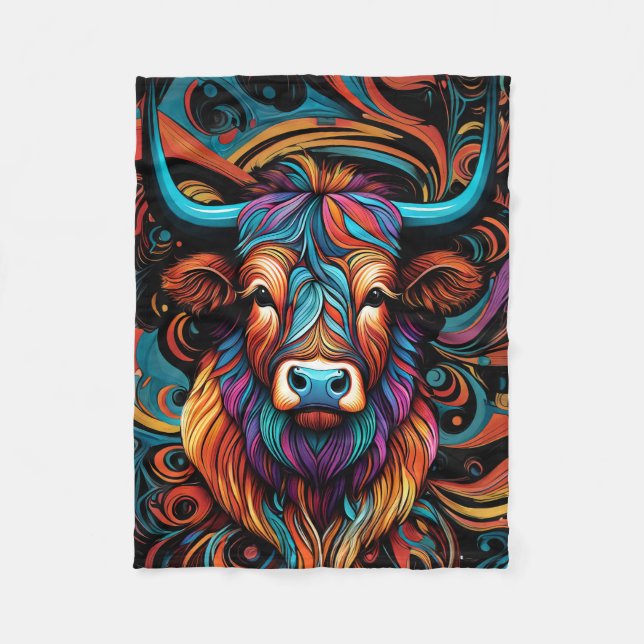 MANTA POLAR ABSTRACT HIGHLAND CATTLE BLANKET (Anverso)