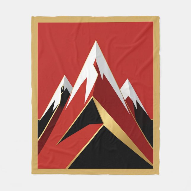 Manta Polar Abstract Mountain Range Red Black Gold (Anverso)