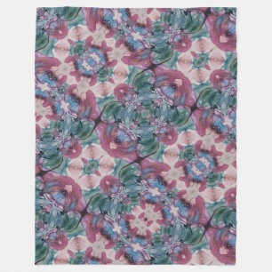 Manta Polar Abstracto azul y verde Floral